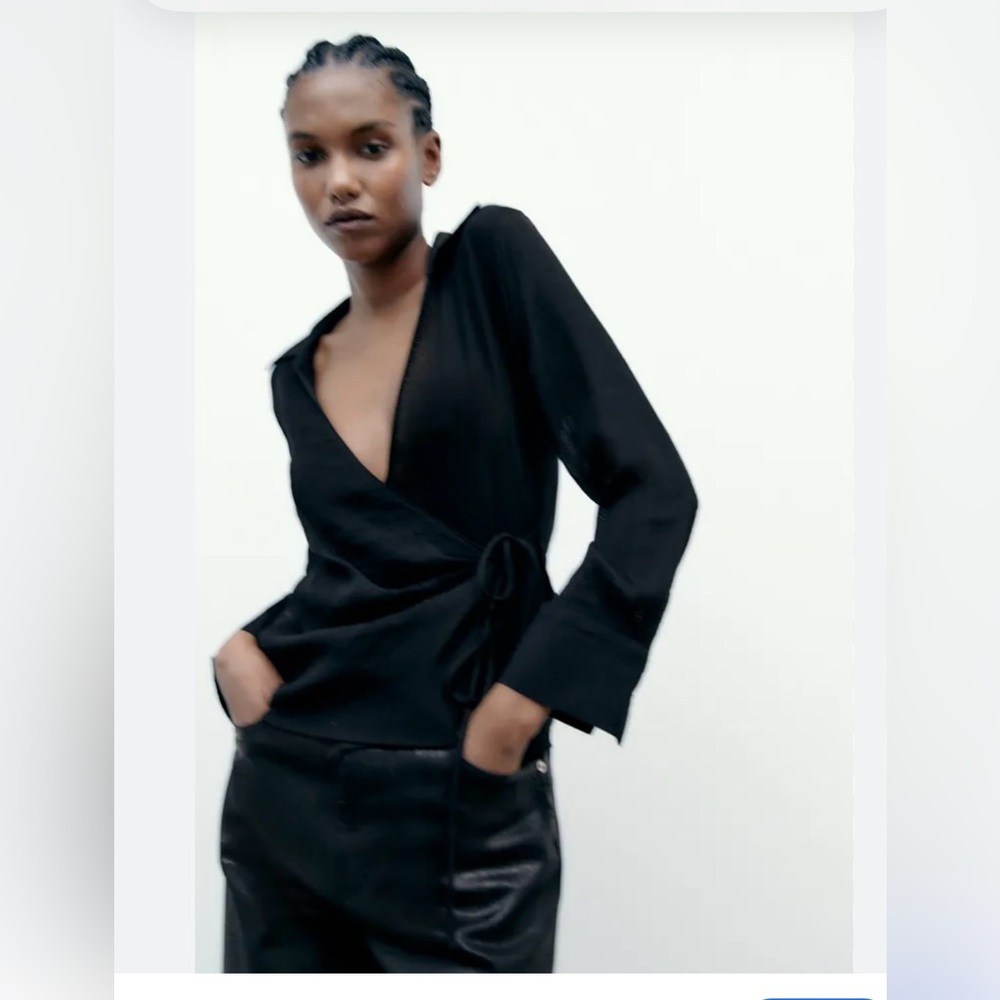 ZARA TIED FLOWY SHIRT. SIZE SMALL